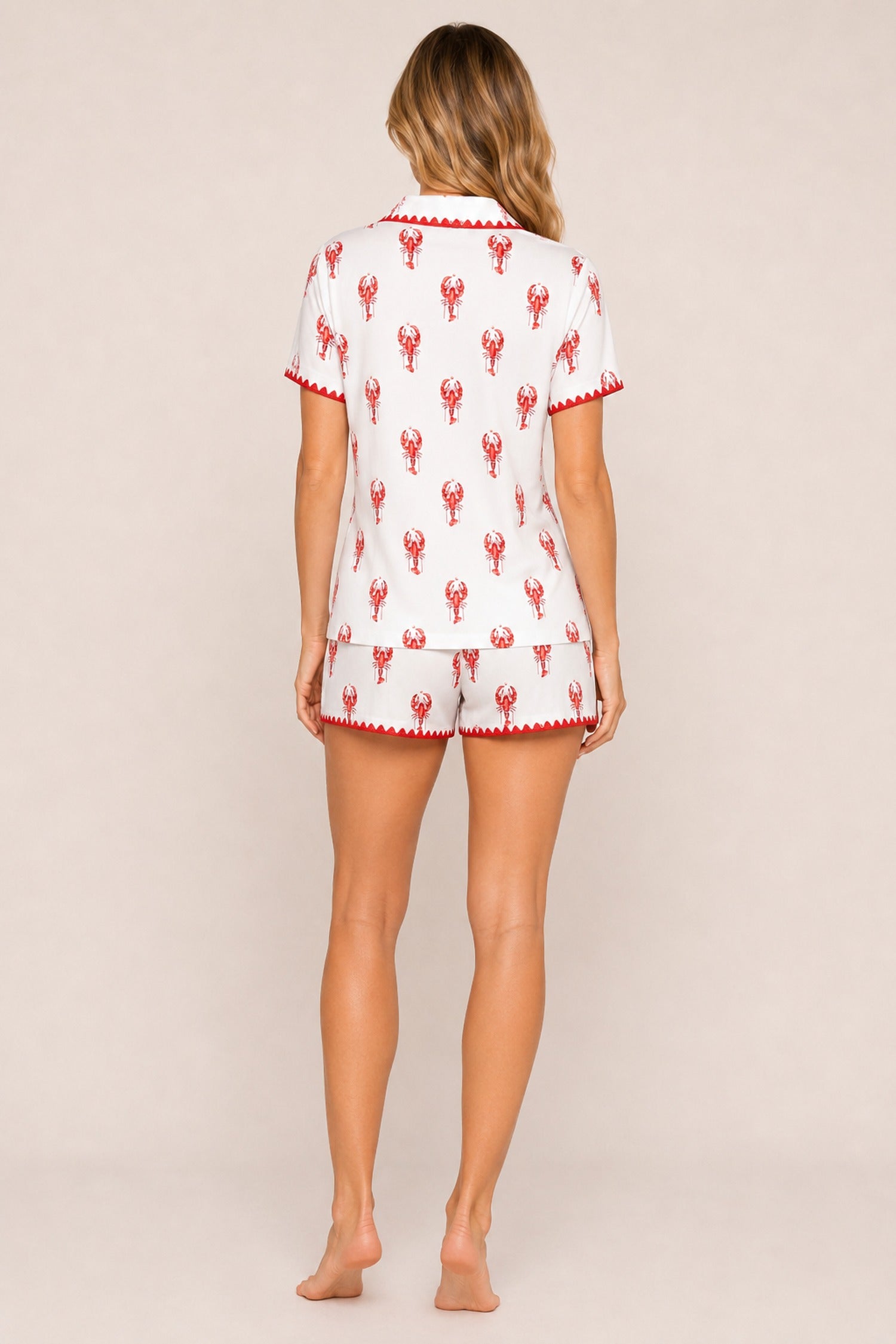 Aspen Dream Lobster Print Short PJ Set back view