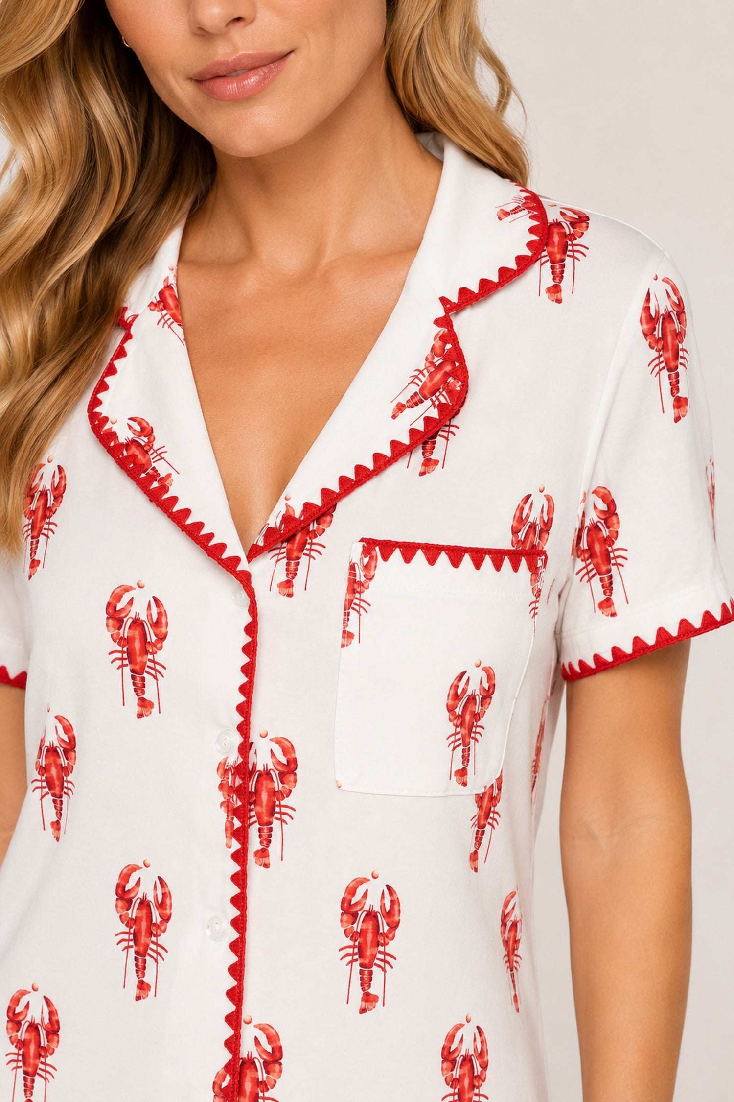 Aspen Dream Lobster Print Short PJ Set detail view