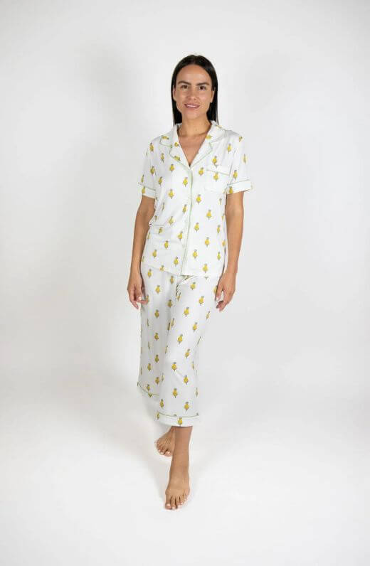 Aspen Dream Pineapple Print Cropped Pajama Set