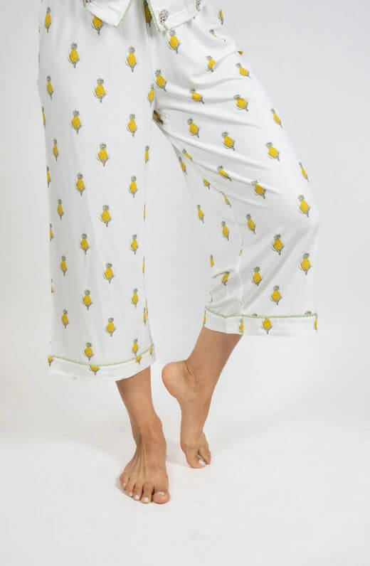 Aspen Dream Pineapple Print Cropped Pajama Set