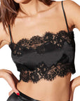 Silk and Lace Bandeau Top in Black