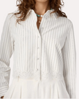Cami NYC Callum Button Down in White Pinstripe