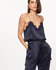 Cami NYC Racer Charmeuse Cami in Navy