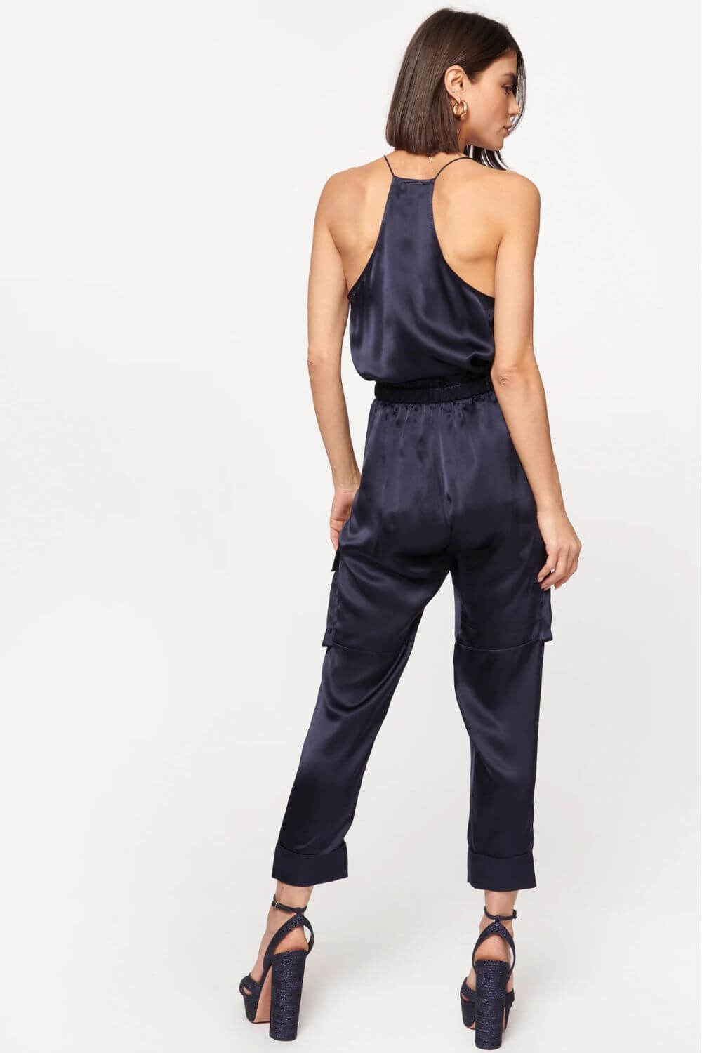 Cami NYC Racer Charmeuse Cami in Navy