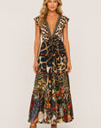 Camilla Cap Sleeve Twist Front Dress in Leotigra