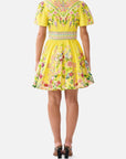 Camilla Deep V-Mini Dress in Lady Limonada