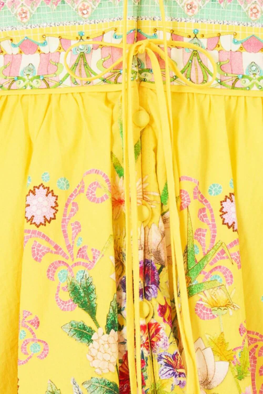Camilla Deep V-Mini Dress in Lady Limonada