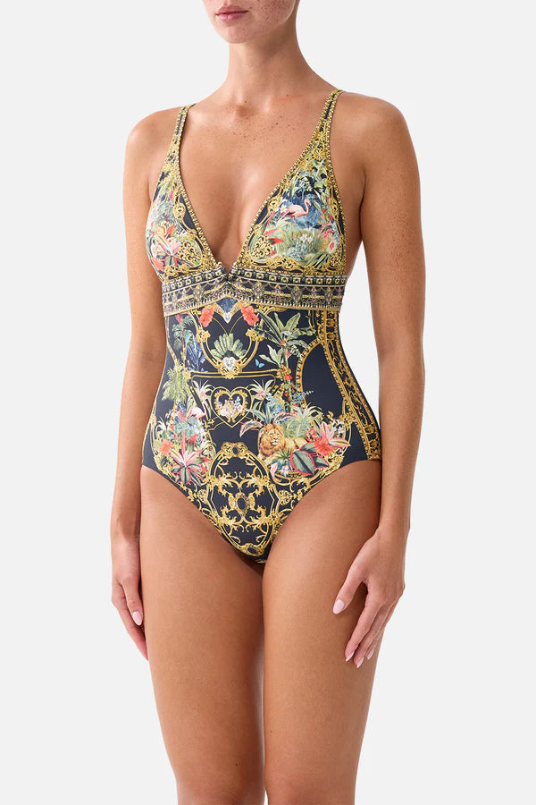 Camilla High Tri One-Piece Swimsuit in Palace Zoology angle view
