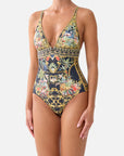 Camilla High Tri One-Piece Swimsuit in Palace Zoology angle view