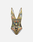 Camilla High Tri One-Piece Swimsuit in Palace Zoology detail view