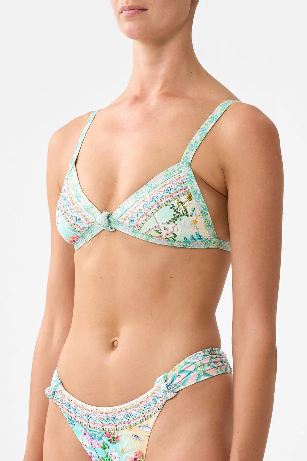 Camilla Knot Tri Bikini Set in Just Coasting