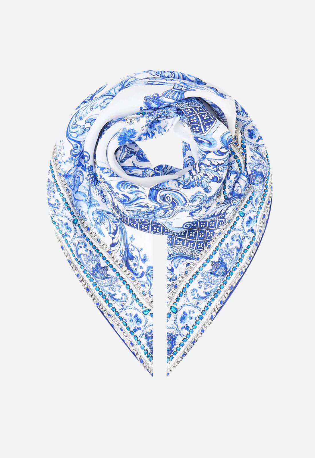 Camilla Large Silk Square Scarf in Ceramic Panoramic
