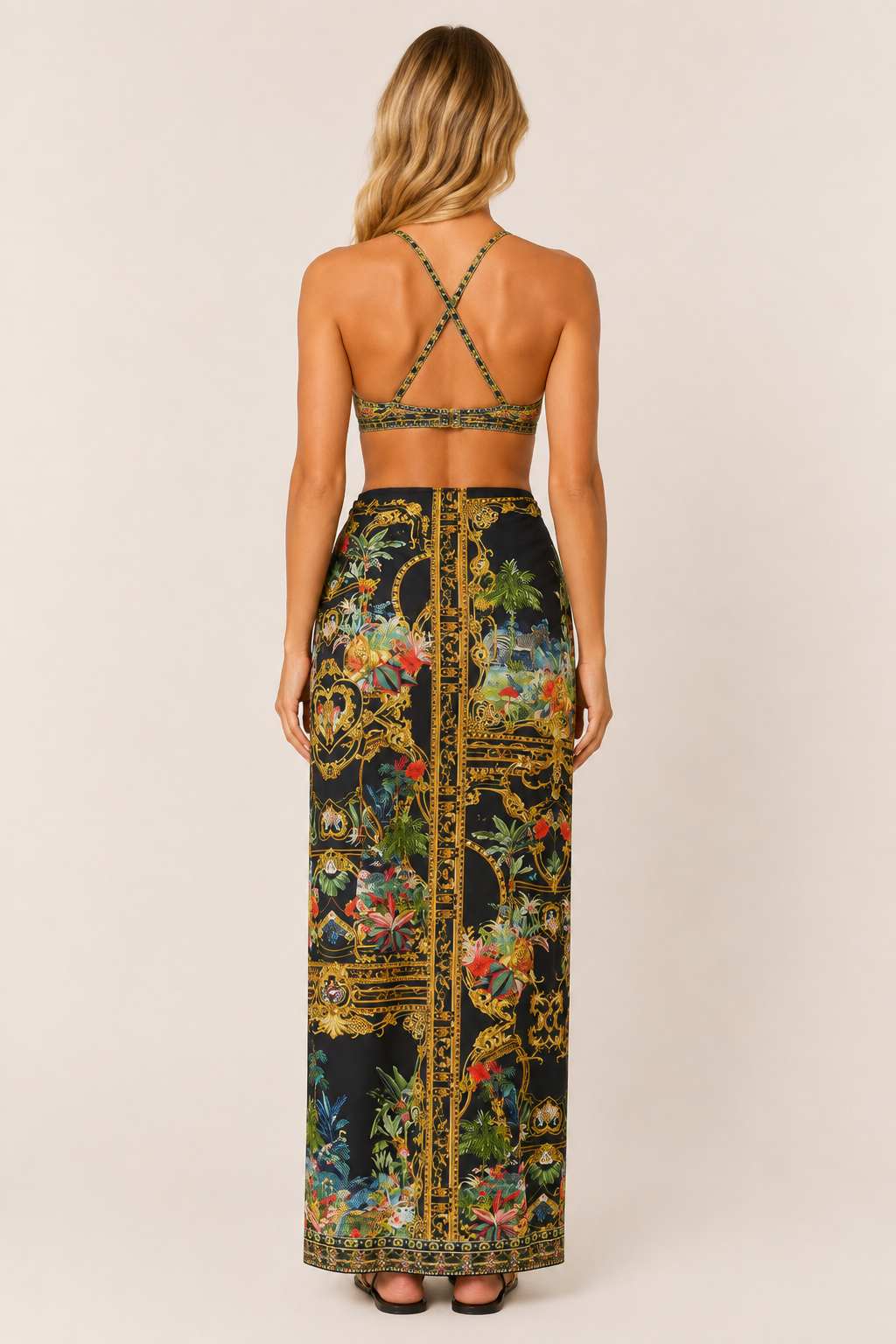 Camilla Long Sarong in Palace Zoology back view