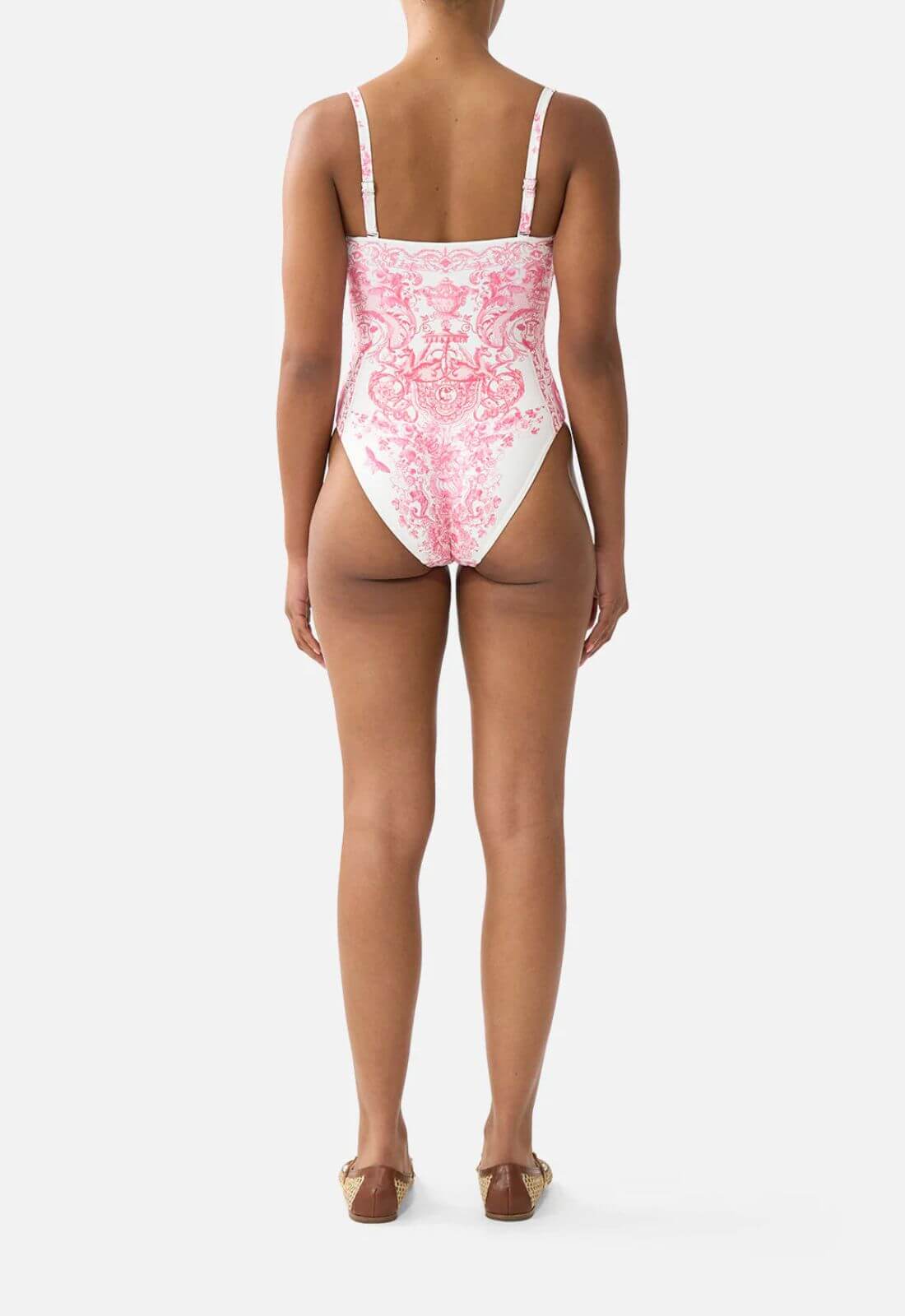 Camilla Ruched Cup Underwire One-Piece Swimsuit in Livin La Vida Rosa