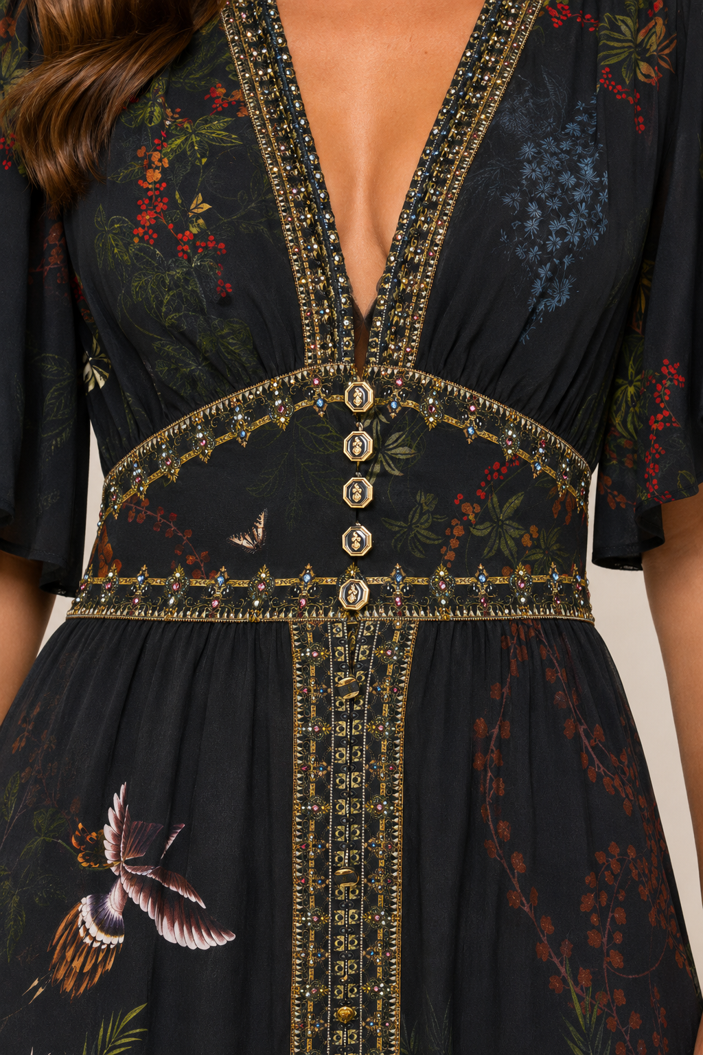 Camilla Shaped Waistband Dress in Palace Zoology detail view
