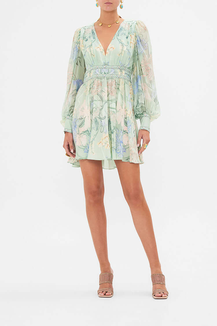 Camilla Short Dress with Blouson Sleeves