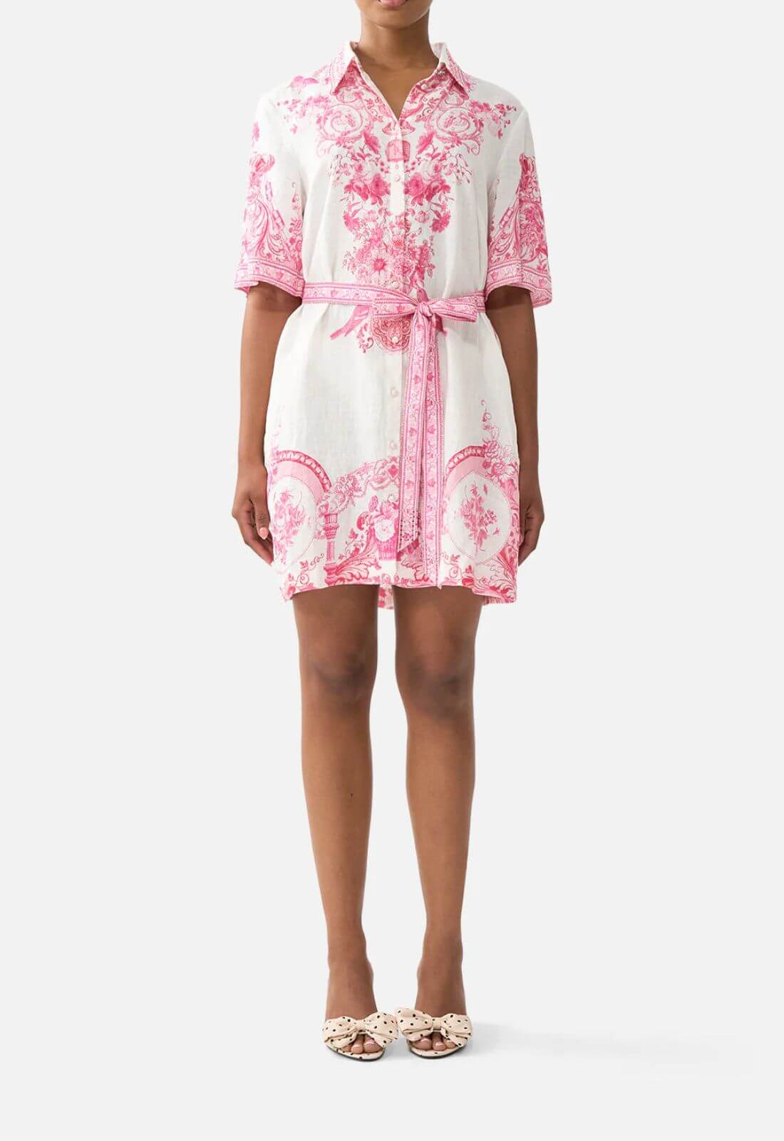 Camilla Short Shirt Dress in Livin La Vida Rosa
