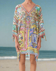 Camilla Short Sleeve V-Neck Kaftan in Spirit of Santa Maria