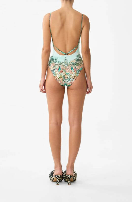 Camilla Straight Neck One Piece Swimsuit in Balearic Bebe