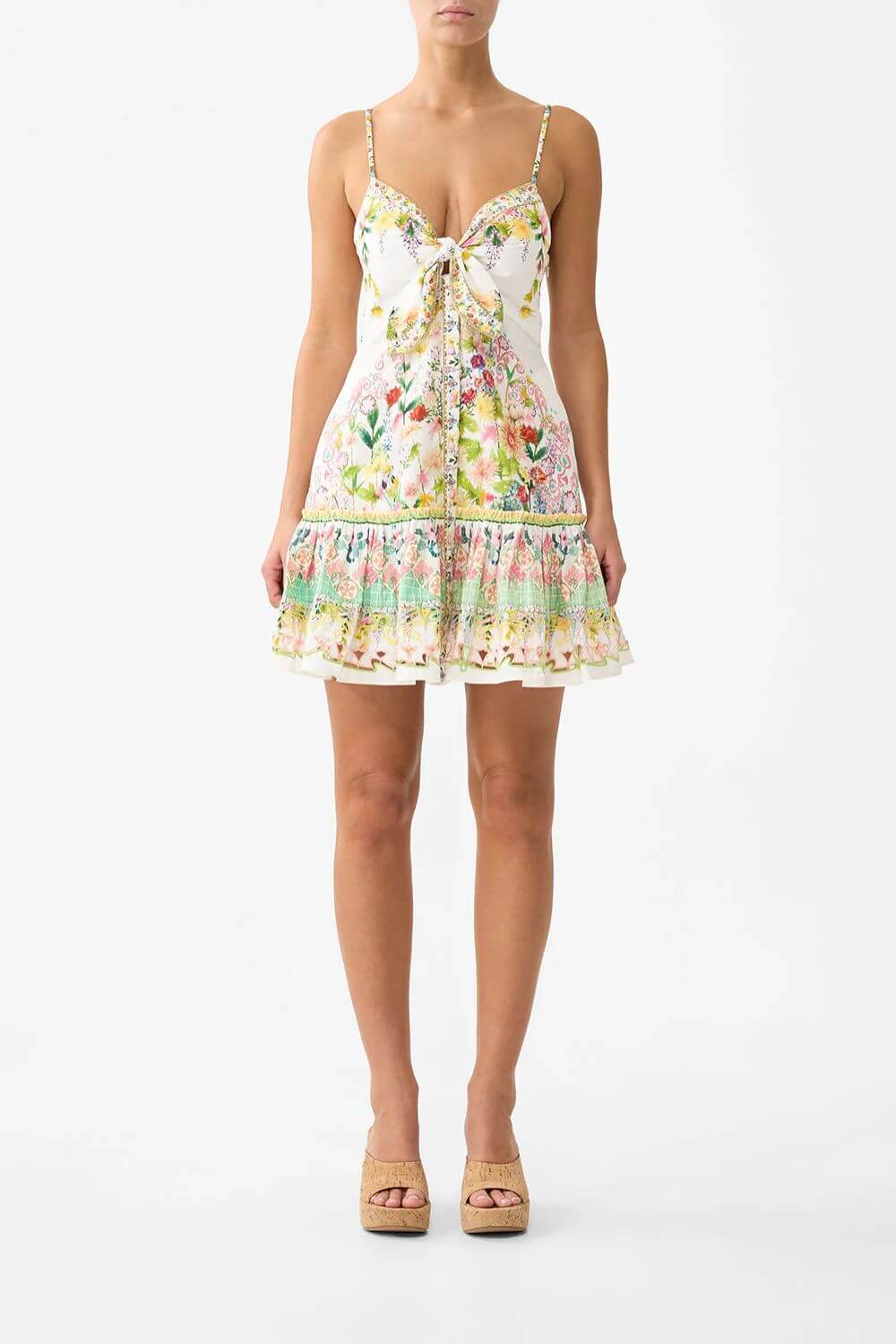 Camilla Tie Front Short Dress In the Call of Catalonia