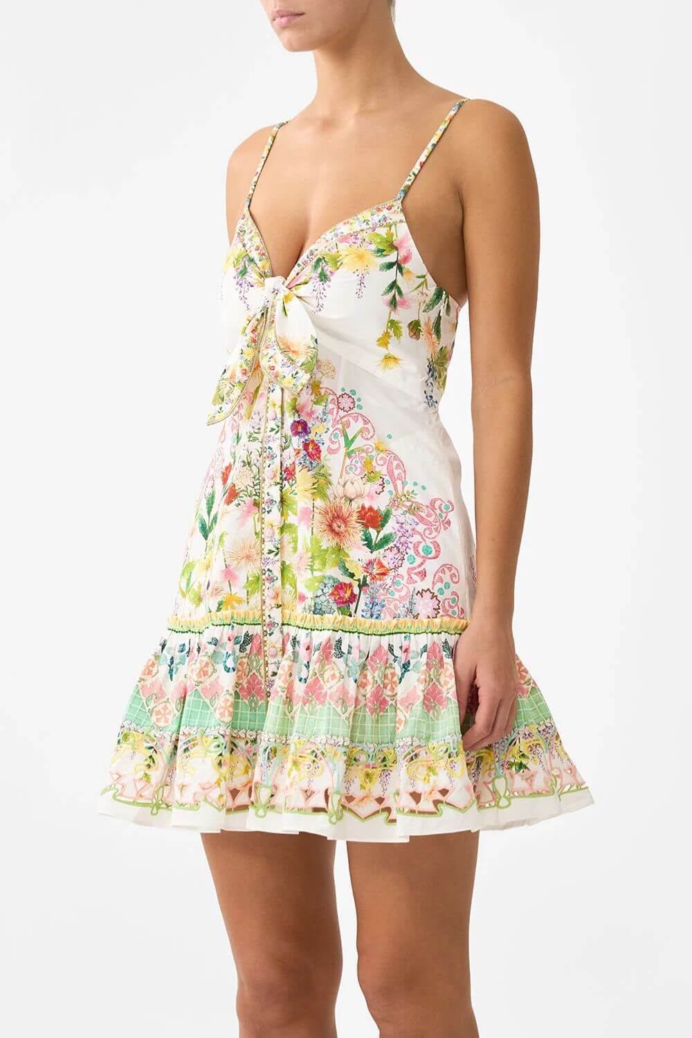 Camilla Tie Front Short Dress in The Call of Catalonia