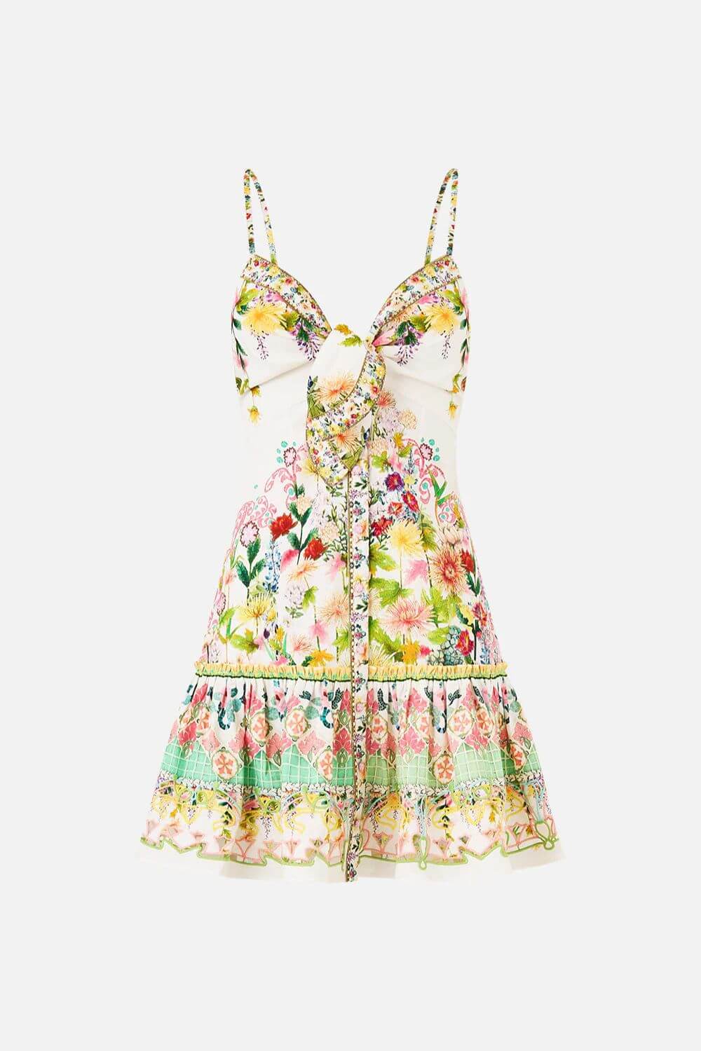 Camilla Tie Front Short Dress in The Call of Catalonia