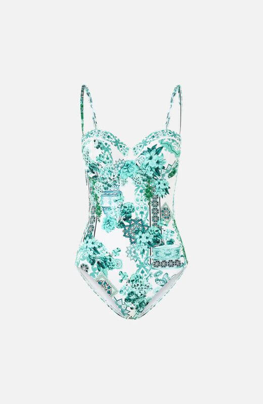 Camilla Underwire Molded Cup One Piece Swimsuit in Balearic Bebe