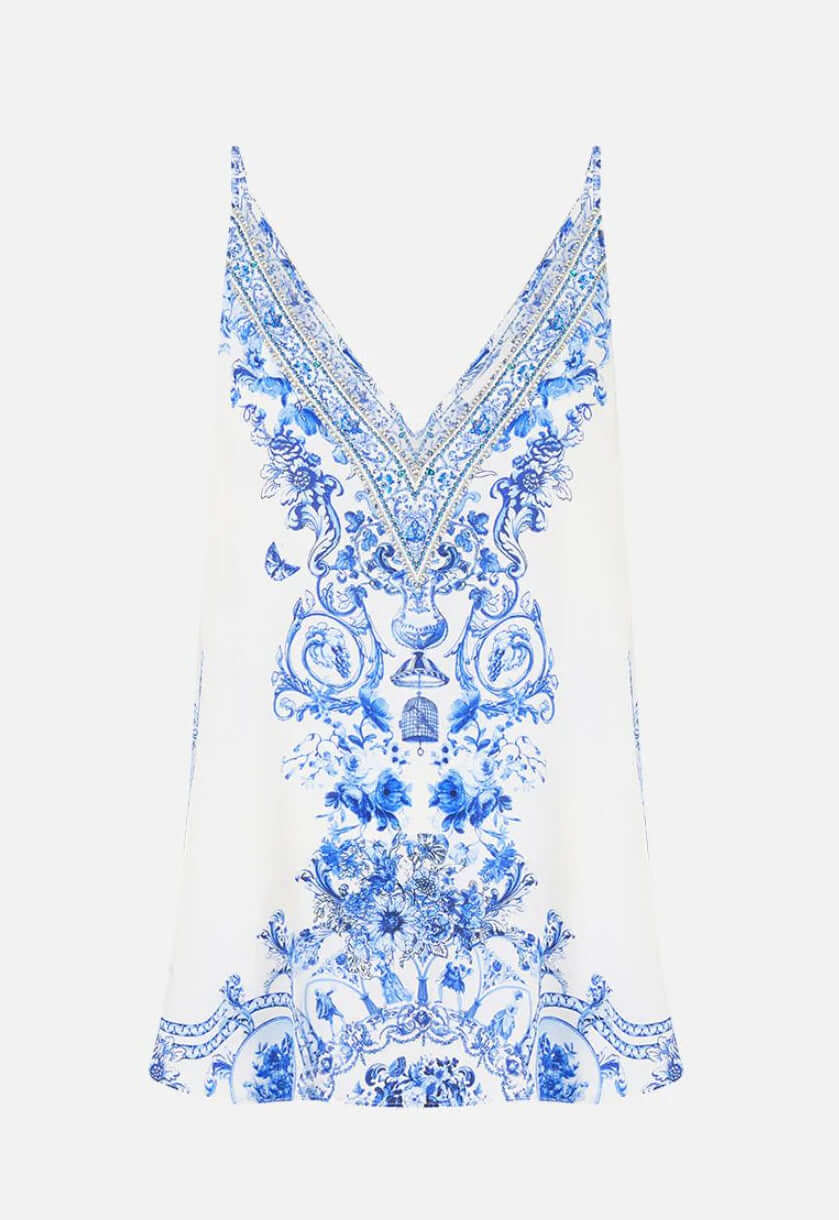 Camilla V-Neck Cami in Ceramic Panoramic