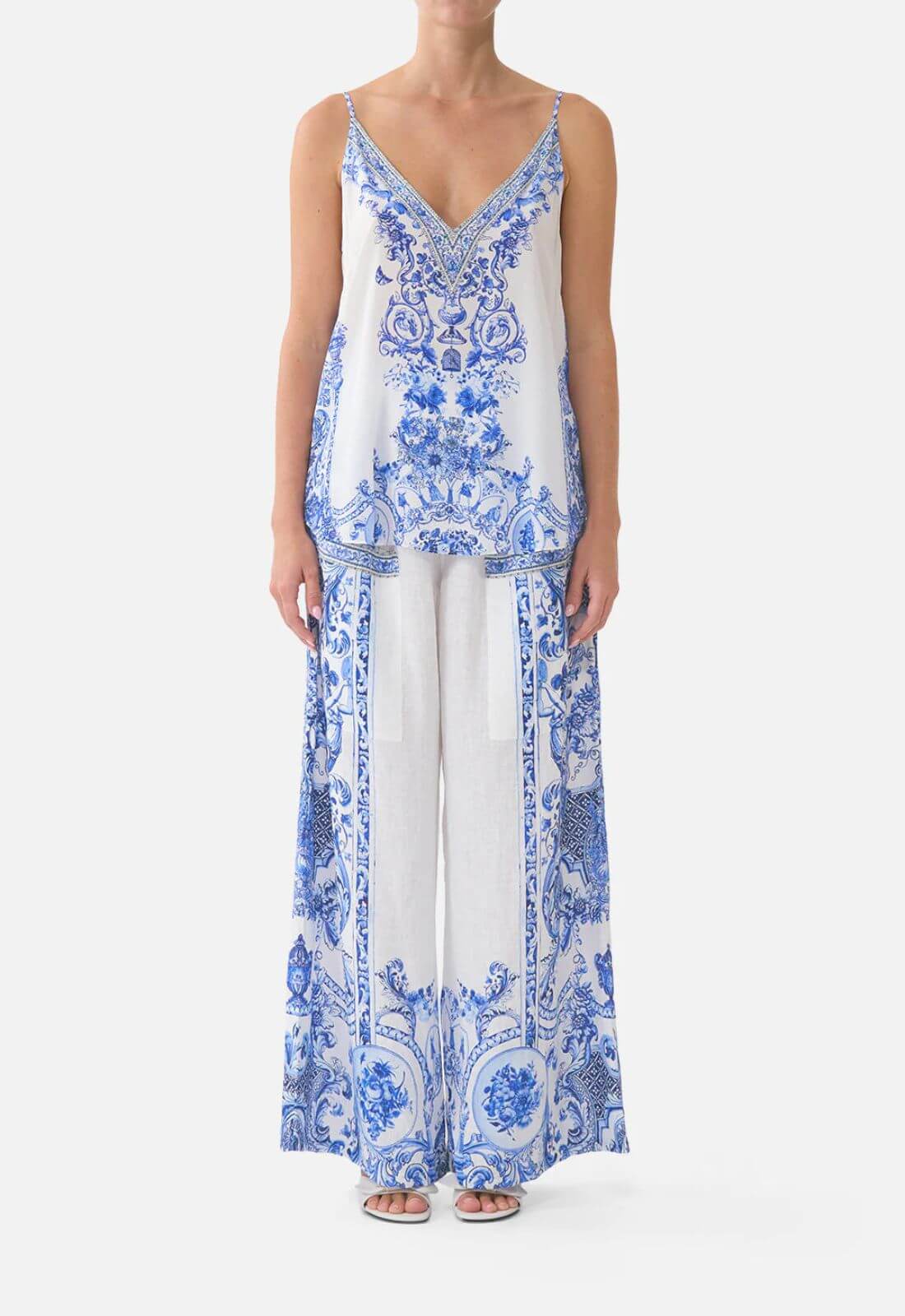 Camilla V-Neck Cami in Ceramic Panoramic