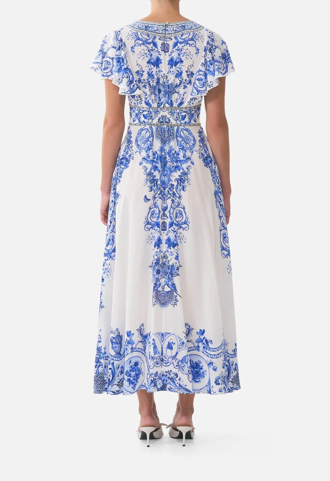 Camilla Waisted Midi Dress in Ceramic Panoramic