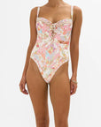 Lace-Up Balconette Underwire One-Piece in Sew Yesterday
