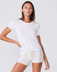 Monrow Textured Tri-Blend Crew Neck Tee Color: White Size: XS at Petticoat Lane  Greenwich, CT