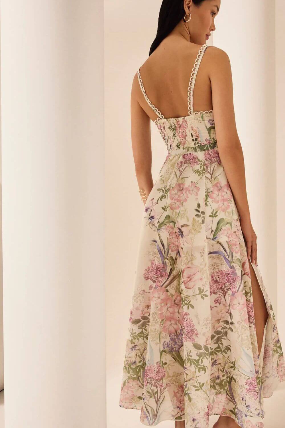 Charo Ruiz Iraso Long Dress in Cream Botanic