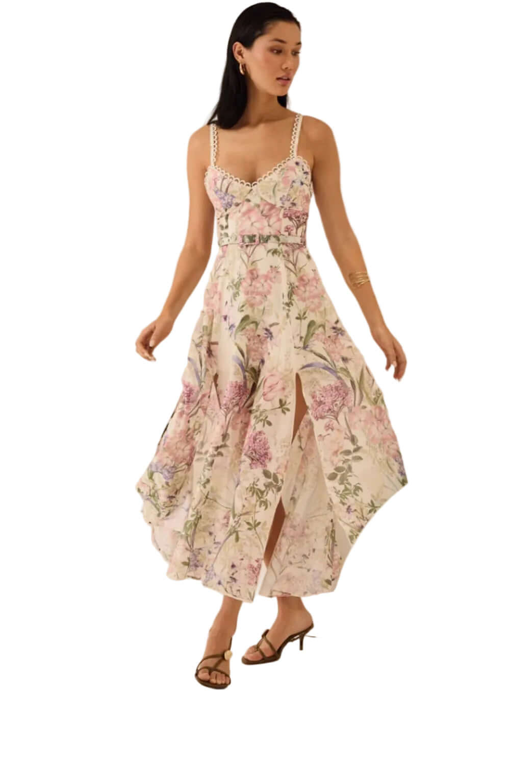 Charo Ruiz Iraso Long Dress in Cream Botanic