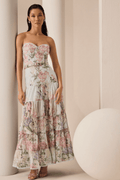Charo Ruiz Long Dress Danny in Blue Botanic
