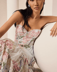Charo Ruiz Long Dress Danny in Blue Botanic