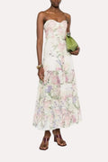 Charo Ruiz Long Dress Danny in Cream Botanic