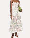 Charo Ruiz Long Dress Danny in Cream Botanic