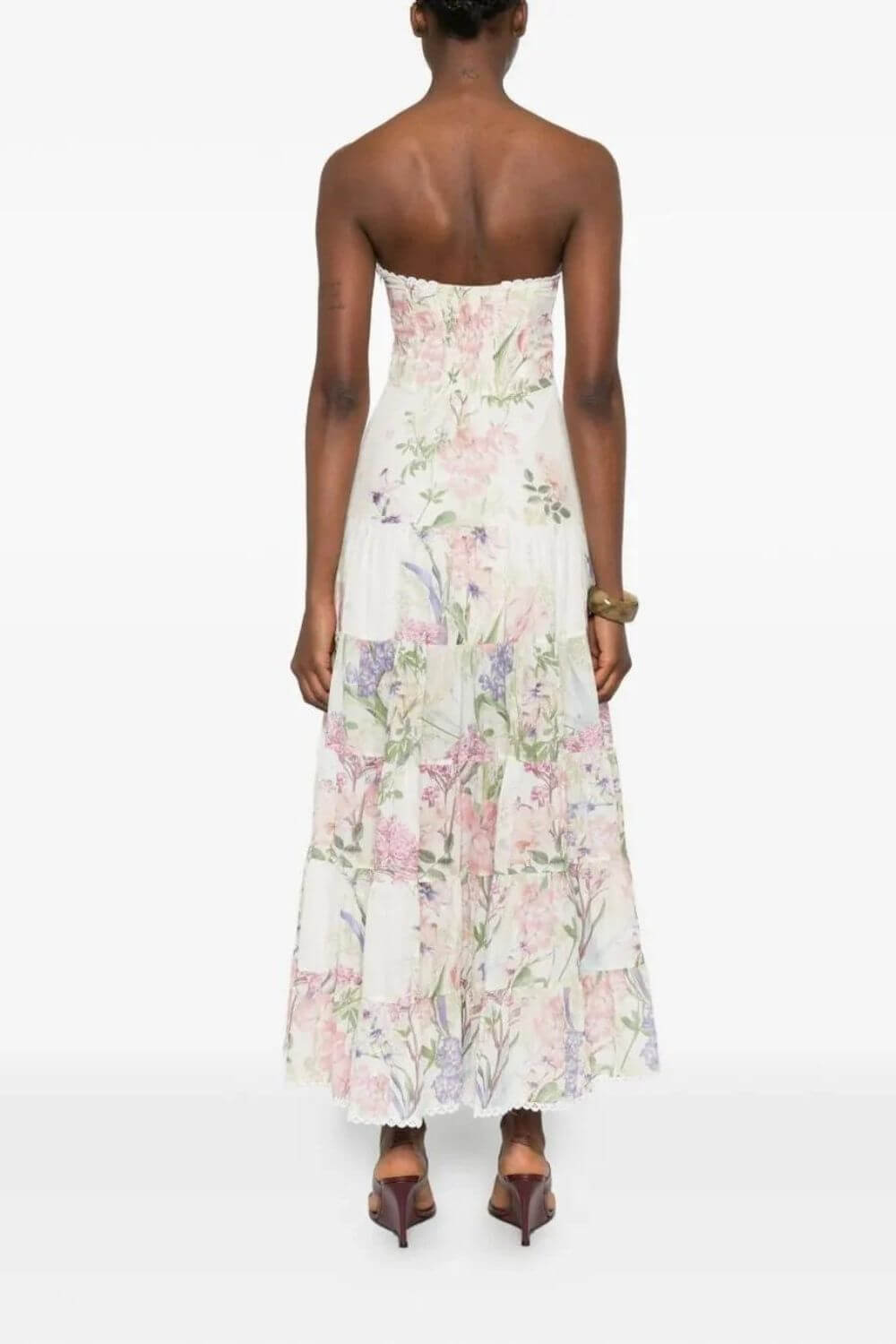 Charo Ruiz Long Dress Danny in Cream Botanic