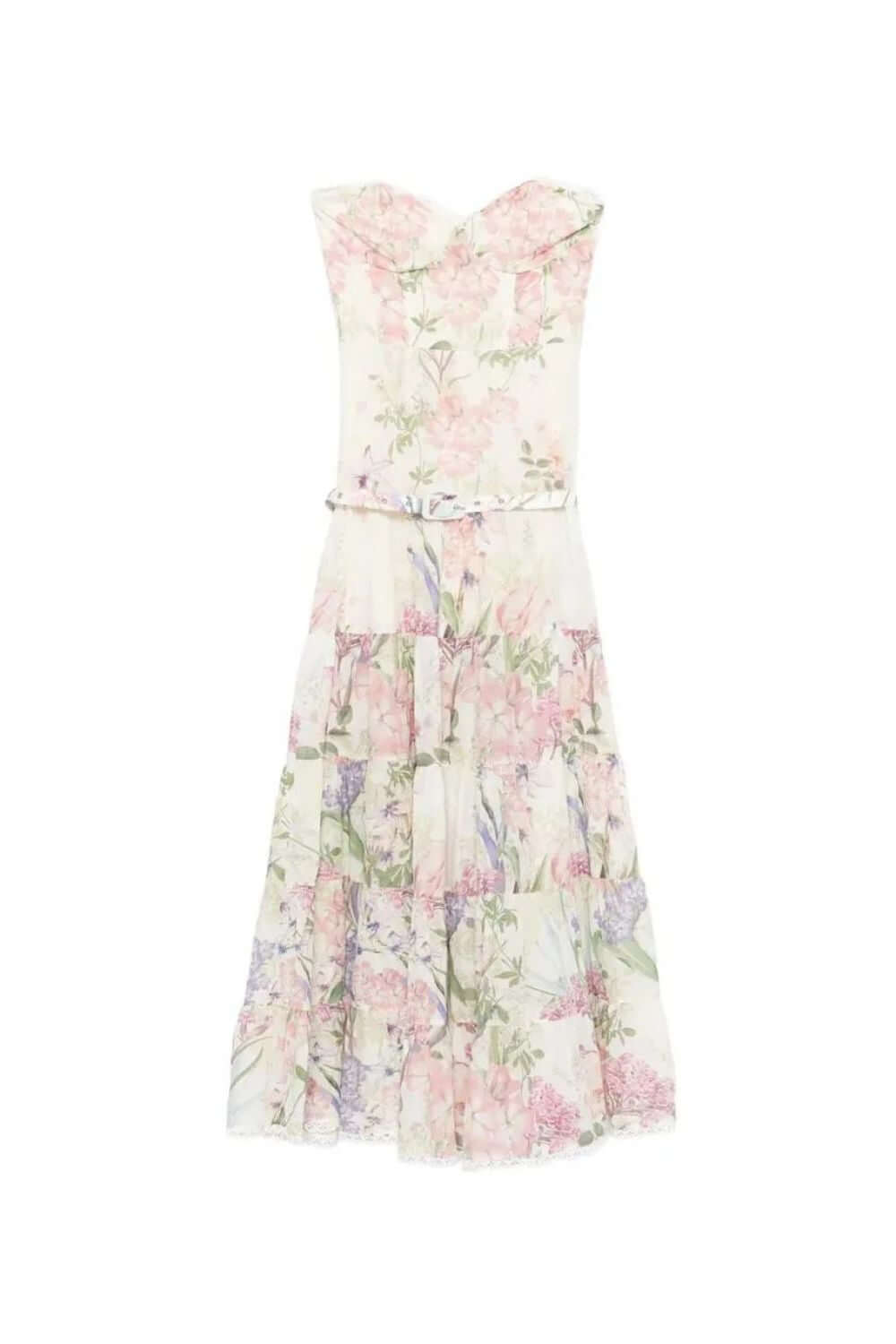 Charo Ruiz Long Dress Danny in Cream Botanic