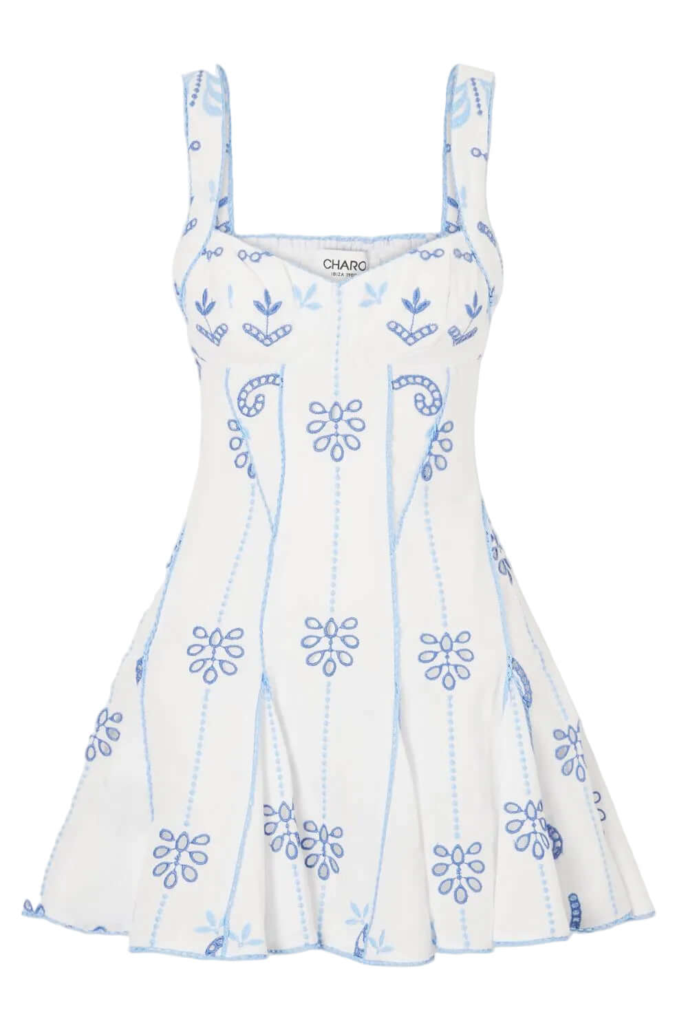 Charo Ruiz Short Arissa Dress in White & Blue