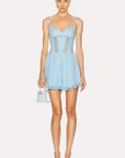 Charo Ruiz Short Gardenia Dress in Blue Arctic