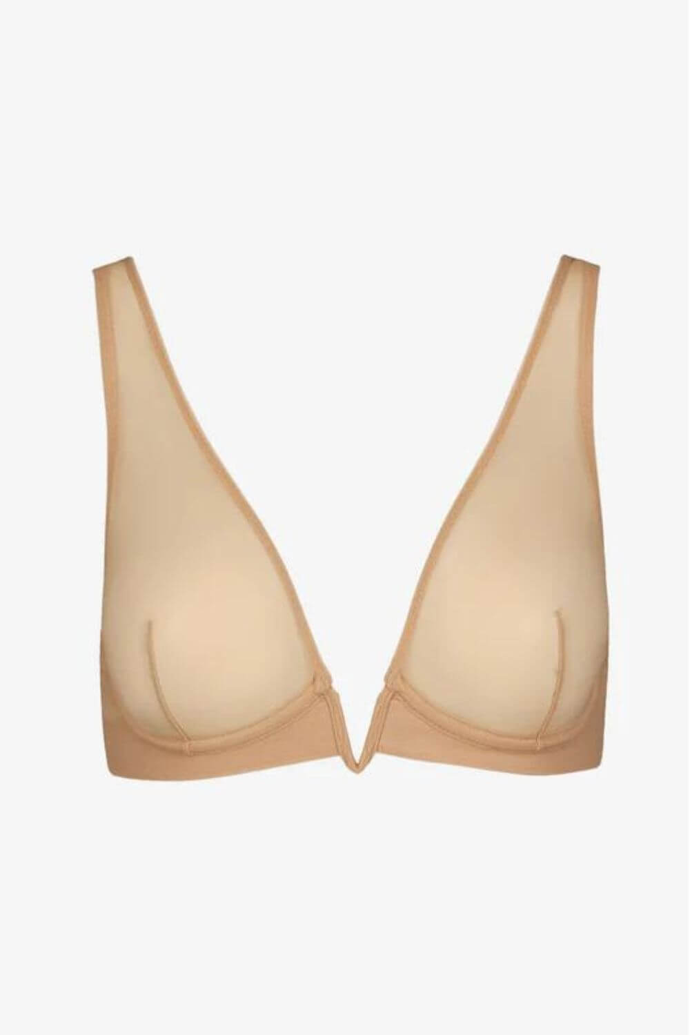 Commando Mesh Plunge Underwire Bra in Beige