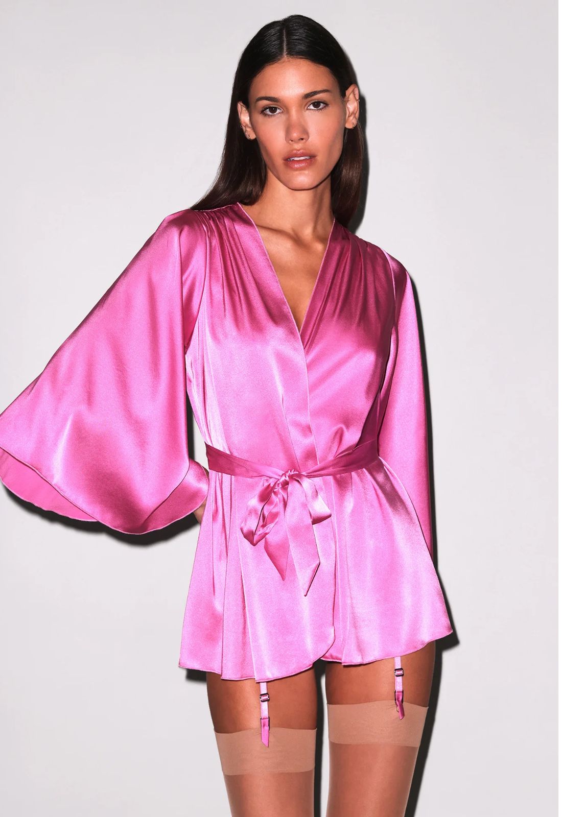 Fleur du Mal Angel Sleeve Robe in Pink Desire