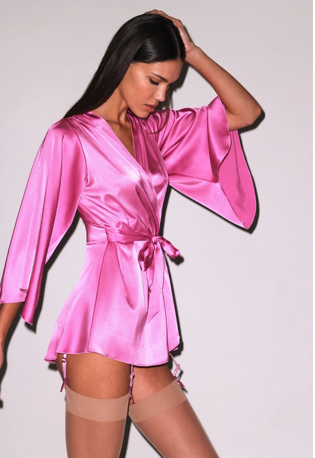 Fleur du Mal Angel Sleeve Robe in Pink Desire