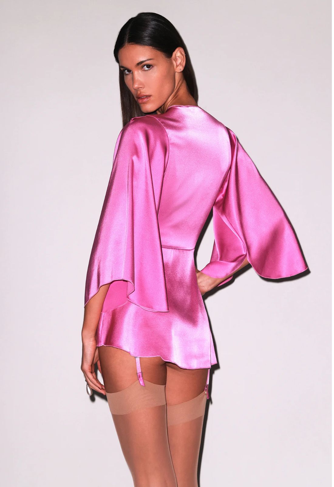 Fleur du Mal Angel Sleeve Robe in Pink Desire