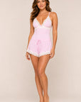 Fleur du Mal Butter Rib Cami and Shorts Set in Bubblegum front view