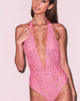 Fleur du Mal Charlotte Halter Teddy in Pink Cadillac