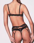 Fleur du Mal Frankie Lace Thong in Black