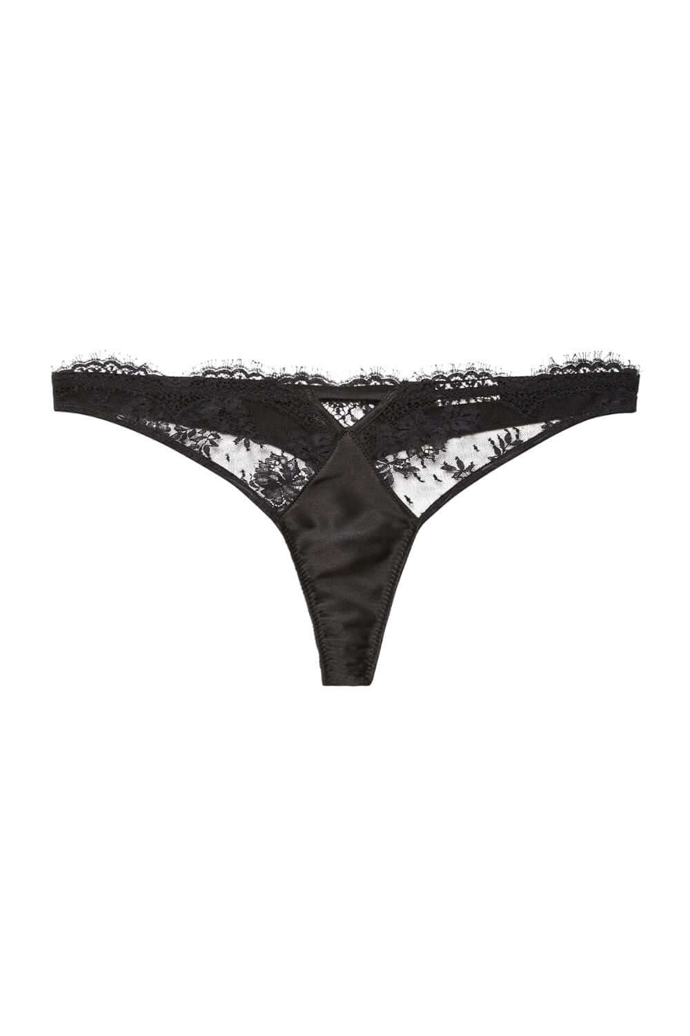 Fleur du Mal Frankie Lace Thong in Black